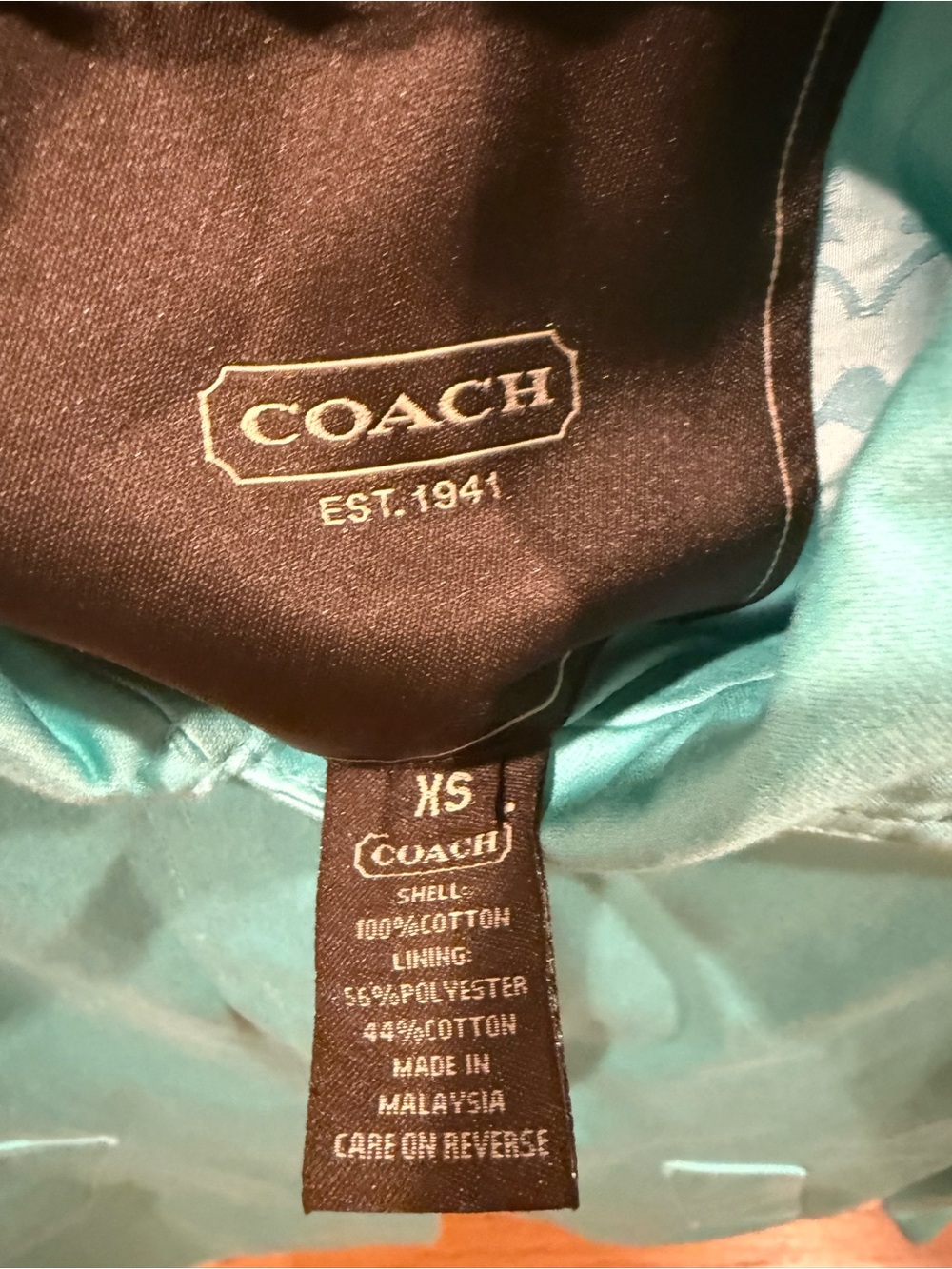 Coach Turquoise Single-Breasted Trench Coat - Picture 2 of 3